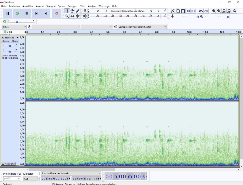 Spektrogramm vom bearbeiteten Audio